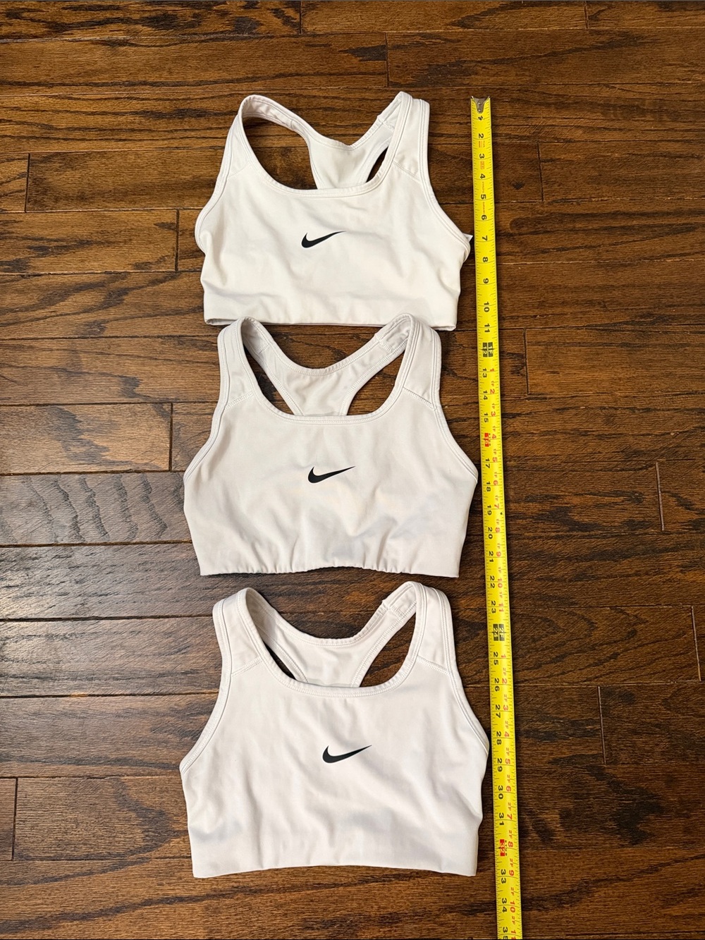 Nike White Racerback Sports Bras with Black Swoosh - Set of 3 size small